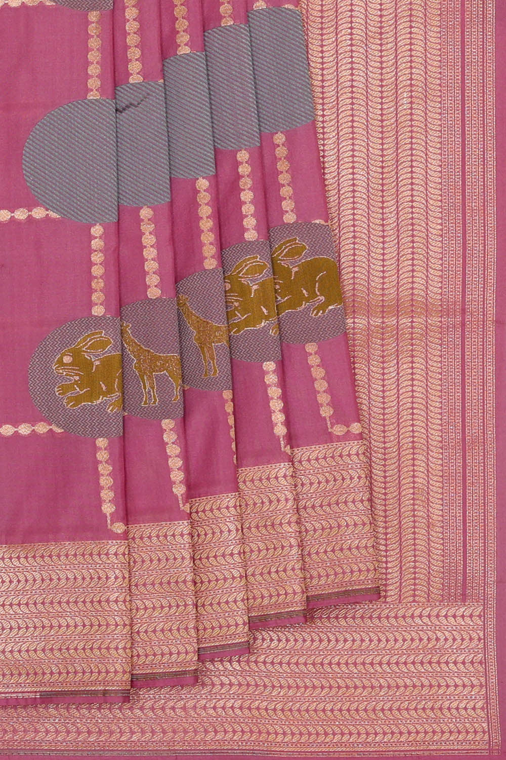 Image of Banarasi Silk Onion Pink Saree